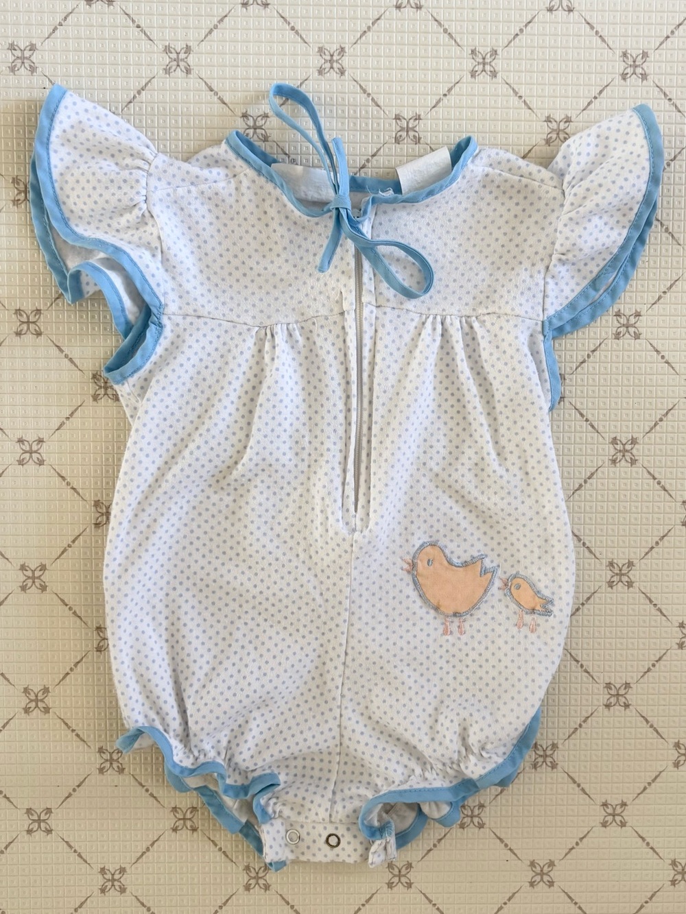 Vintage 80s Lullaby Baby Polka Dot Romper